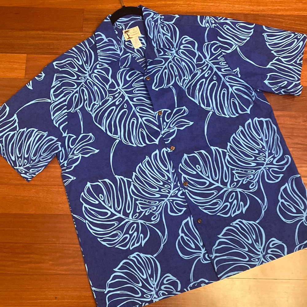 HAWAII Mens XL - NWOT Beautiful Blue & Teal Retro Button Down Shirt